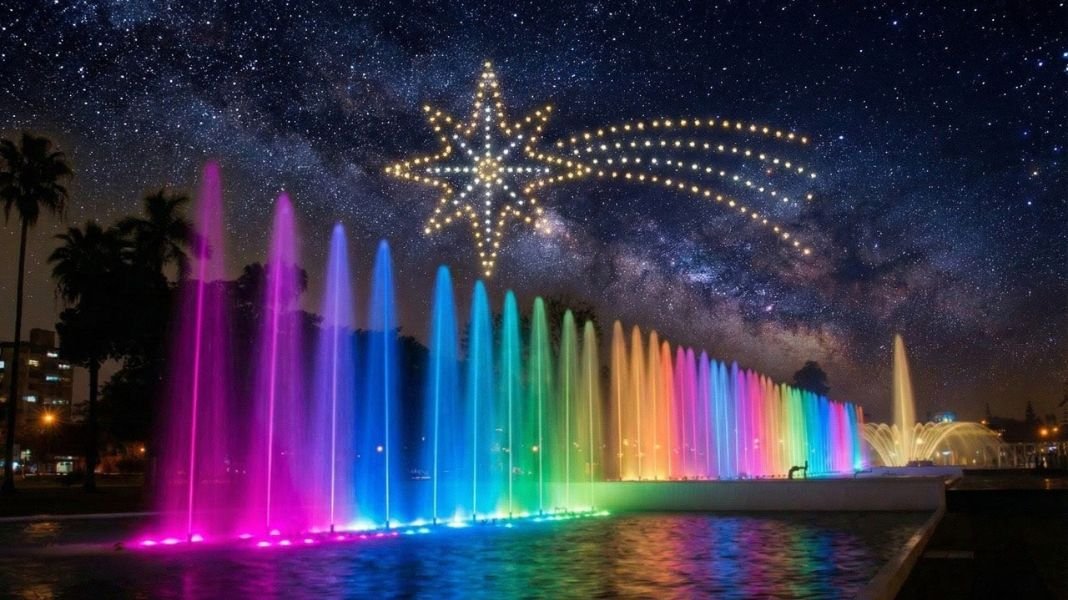 Un espectáculo de luces y drones transformará el Parque de las Aguas