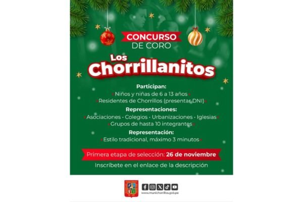 Municipalidad convoca a niños y niñas Al concurso de coro navideño “Los Chorrillanitos”