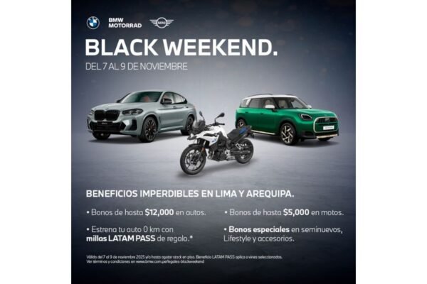 BMW Group Perú anuncia BLACK WEEKEND 2025: grandes beneficios y millas LATAM PASS de regalo