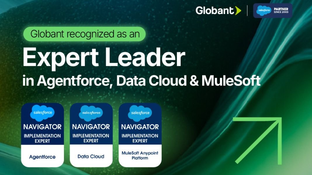 Globant Es Reconocida Por Salesforce Por Alcanzar el Nivel Experto de Implementación En Sus Principales Plataformas: MuleSoft, Data Cloud y Agentforce