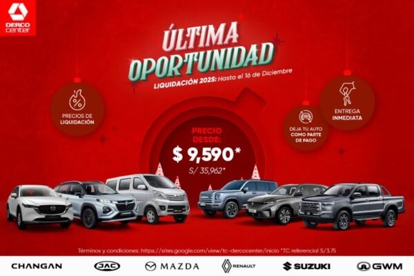 Haz realidad el sueño de tu nuevo auto esta navidad con Derco Center