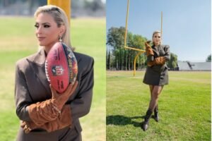 Valeria Marín cierra su décimo tercera temporada de la NFL con un poderoso look custom made en el Super Bowl 60 para TUDN