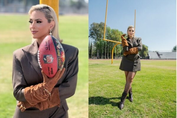 Valeria Marín cierra su décimo tercera temporada de la NFL con un poderoso look custom made en el Super Bowl 60 para TUDN