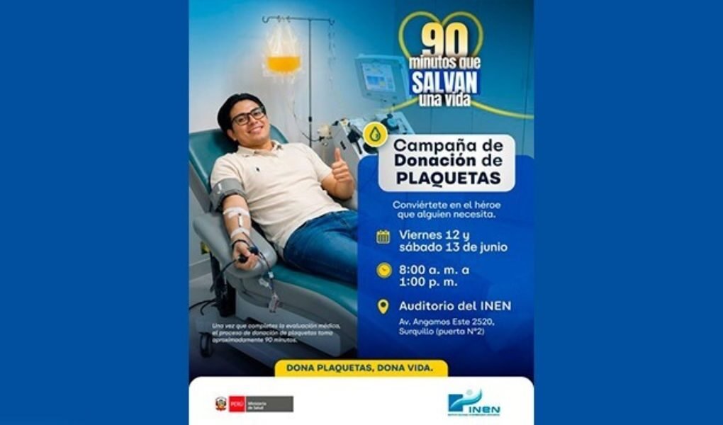 Minsa lanza campaña de donación de plaquetas para pacientes del Instituto Nacional de Enfermedades Neoplásicas (INEN)