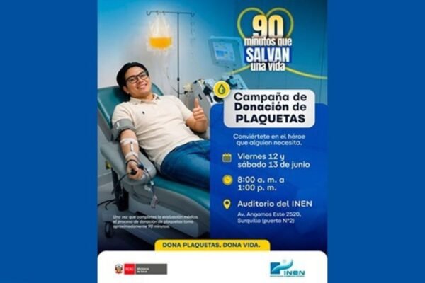 Minsa lanza campaña de donación de plaquetas para pacientes del Instituto Nacional de Enfermedades Neoplásicas (INEN)