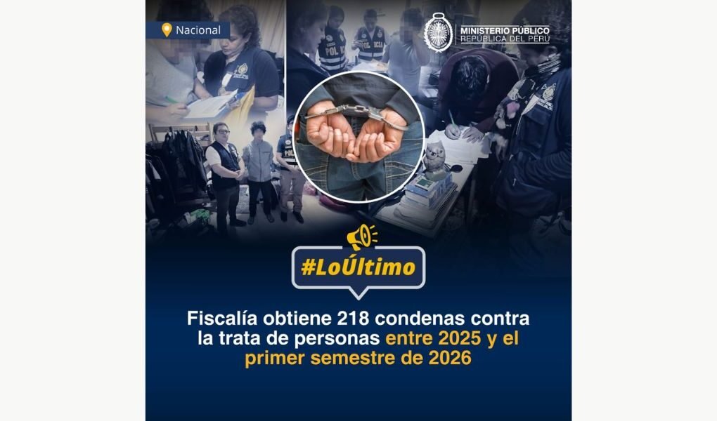 Ministerio Público obtiene 218 condenas en el último año y medio por delitos de trata de personas