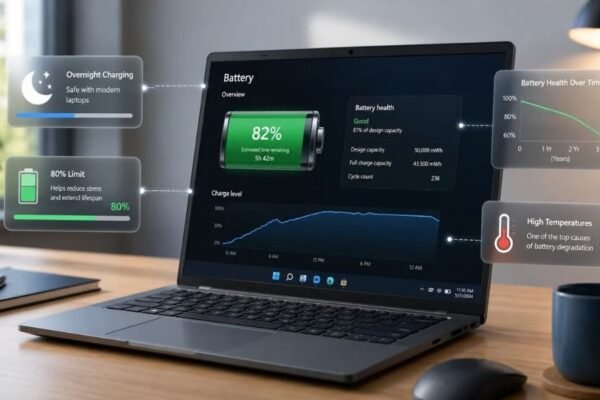 Mitos sobre la batería de las laptops: carga nocturna, límite del 80% y qué es lo que realmente degrada las baterías