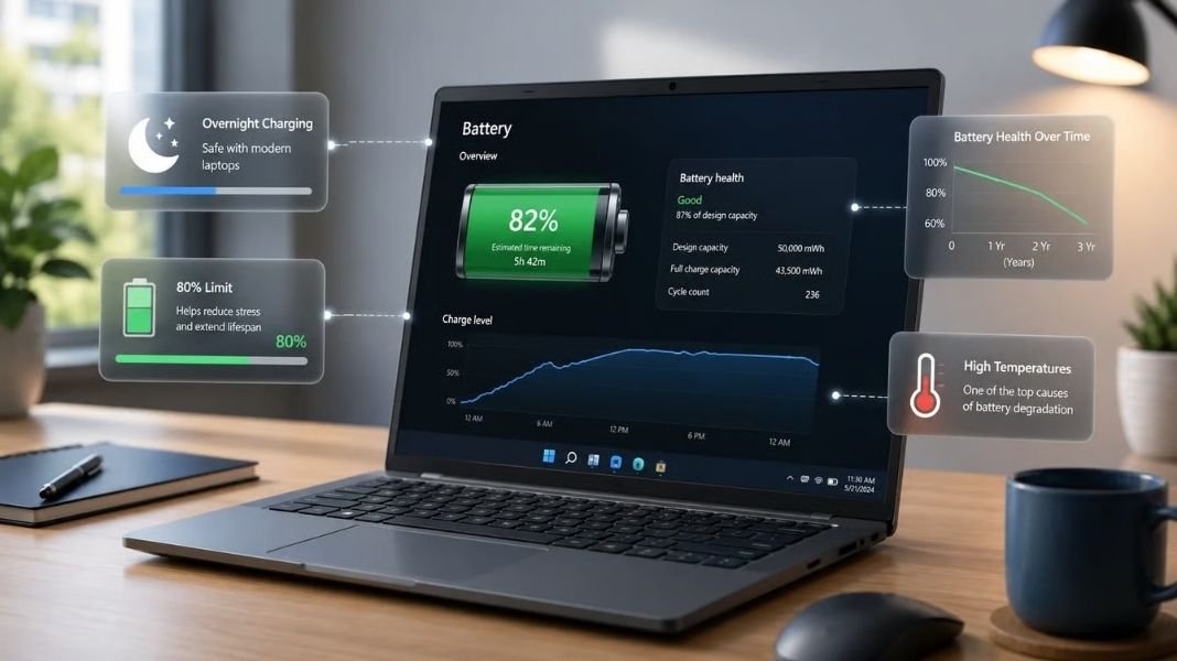 Mitos sobre la batería de las laptops: carga nocturna, límite del 80% y qué es lo que realmente degrada las baterías